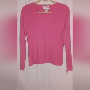 Pink V-Neck Sweater 100% Cashmere